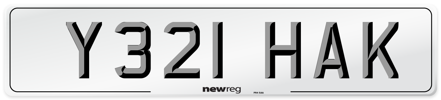 Y321 HAK Number Plate from New Reg